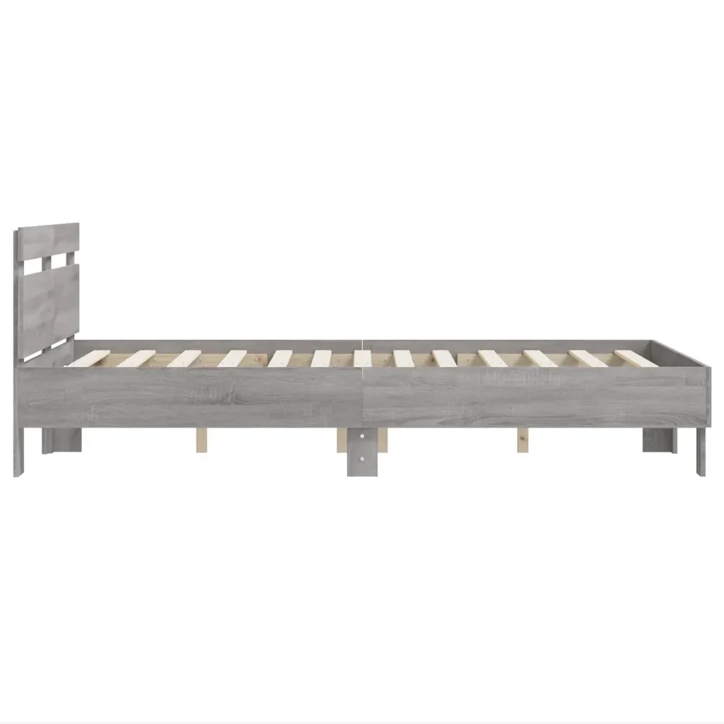 Letto matrimoniale | Letto per adulti | Giroletto Testiera Grigio Sonoma 135x190 cm Legno Multistrato - Image 6