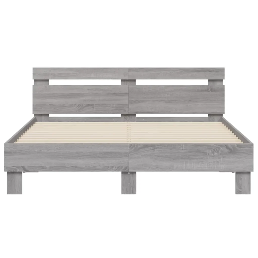 Letto matrimoniale | Letto per adulti | Giroletto Testiera Grigio Sonoma 140x190 cm Legno Multistrato - Image 5