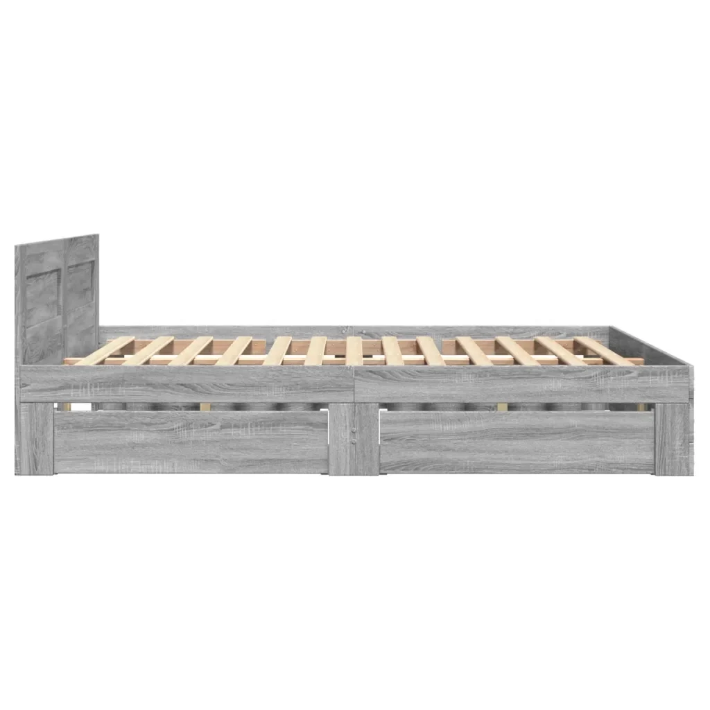 Letto matrimoniale | Letto per adulti | Giroletto Testiera Grigio Sonoma 140x200 cm Legno Multistrato - Image 6