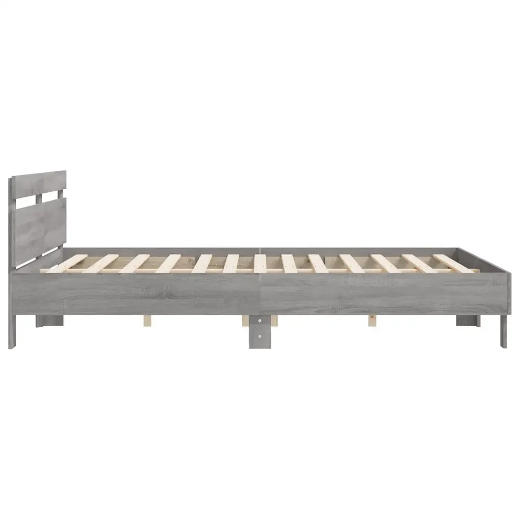 Letto matrimoniale | Letto per adulti | Giroletto Testiera Grigio Sonoma 180x200 cm Legno Multistrato - Image 6