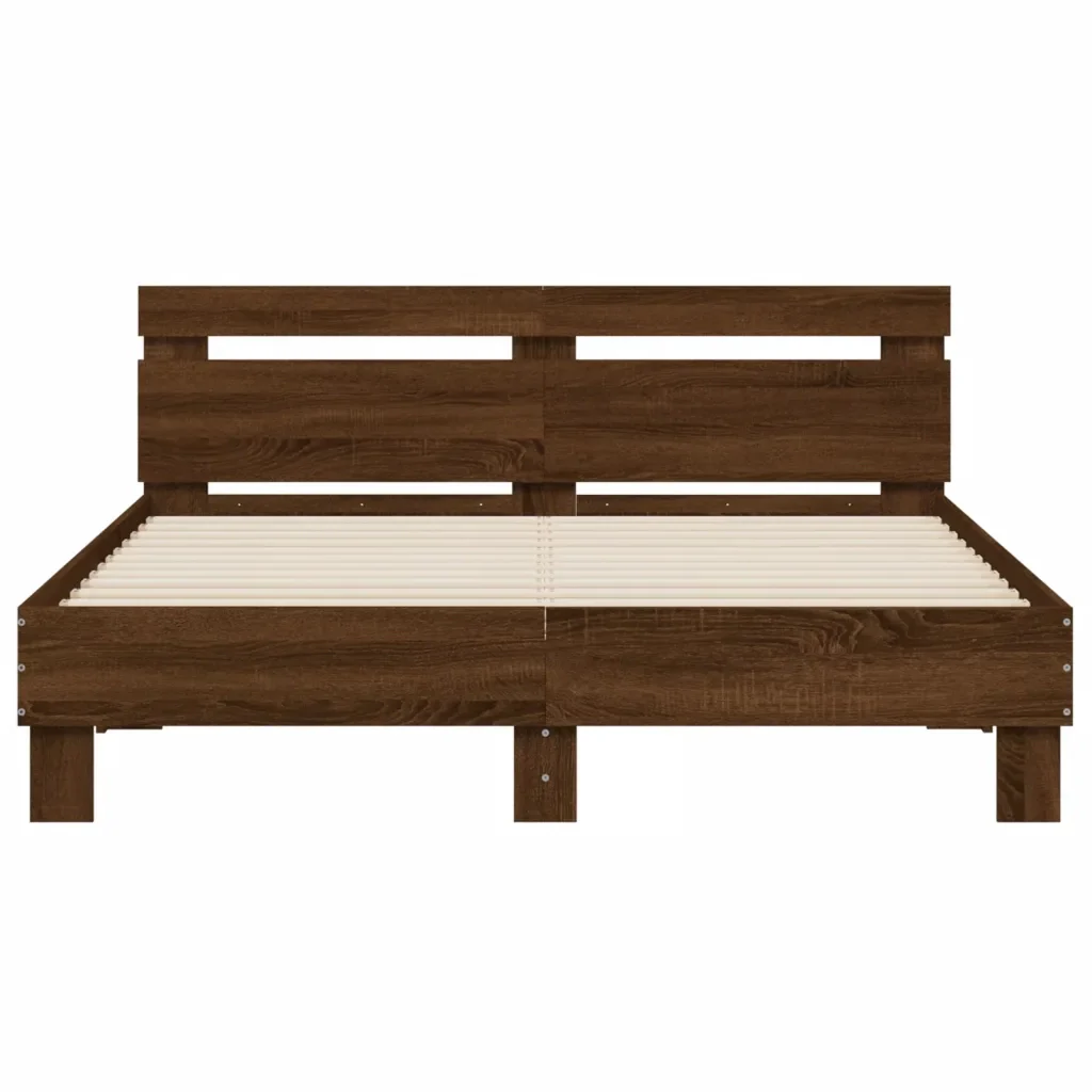 Letto matrimoniale | Letto per adulti | Giroletto Testiera Rovere Marrone 140x200 cm Legno Multistrato - Image 5