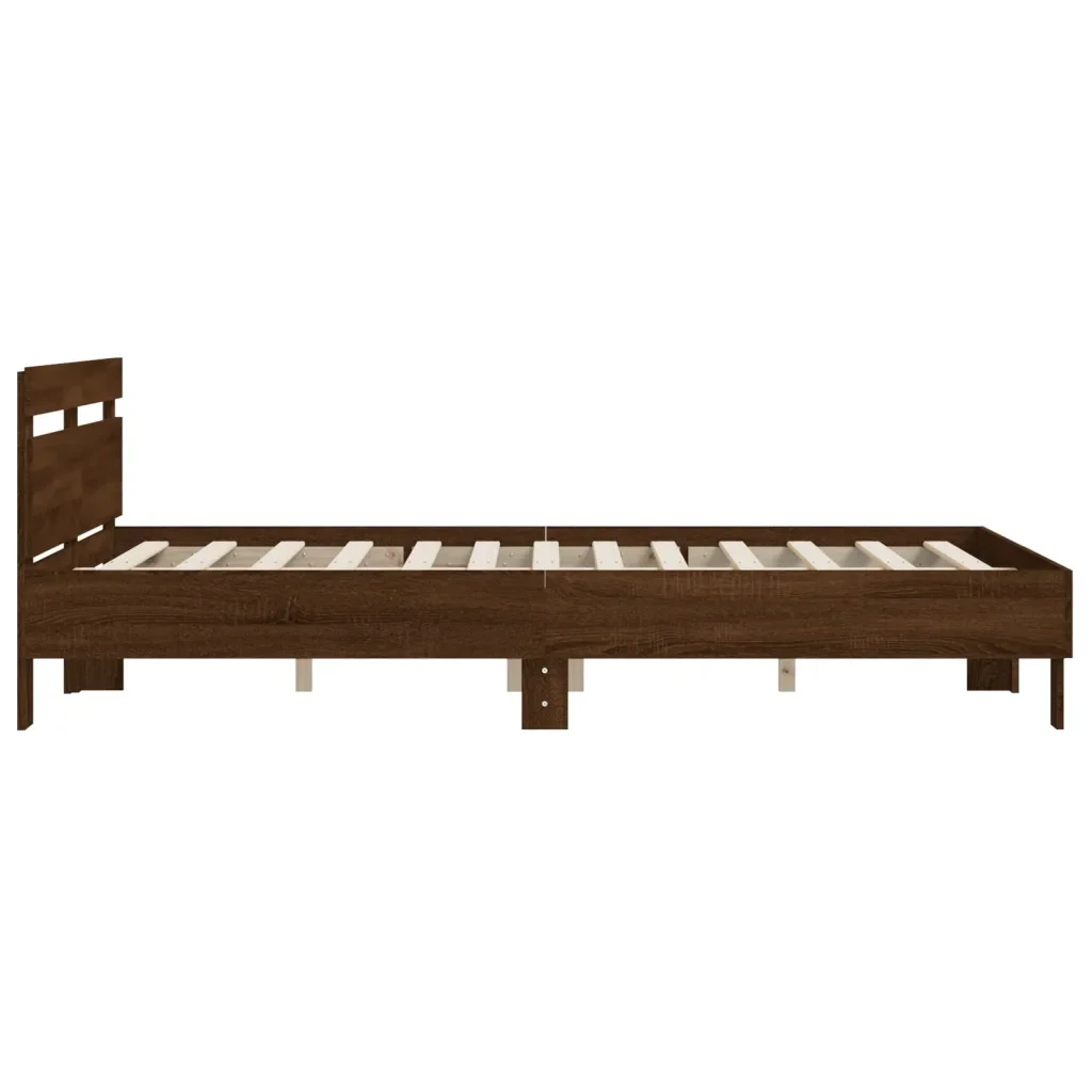Letto matrimoniale | Letto per adulti | Giroletto Testiera Rovere Marrone 140x200 cm Legno Multistrato - Image 6
