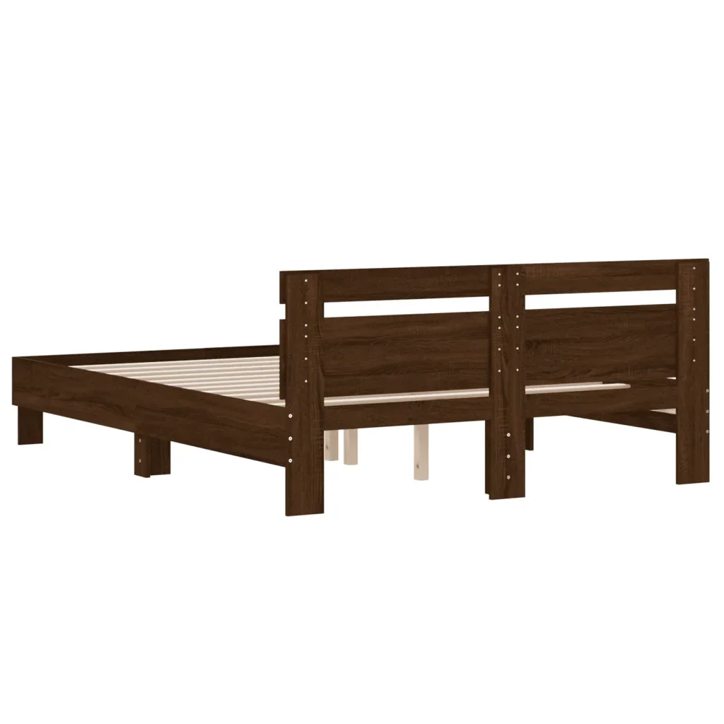 Letto matrimoniale | Letto per adulti | Giroletto Testiera Rovere Marrone 140x200 cm Legno Multistrato - Image 7