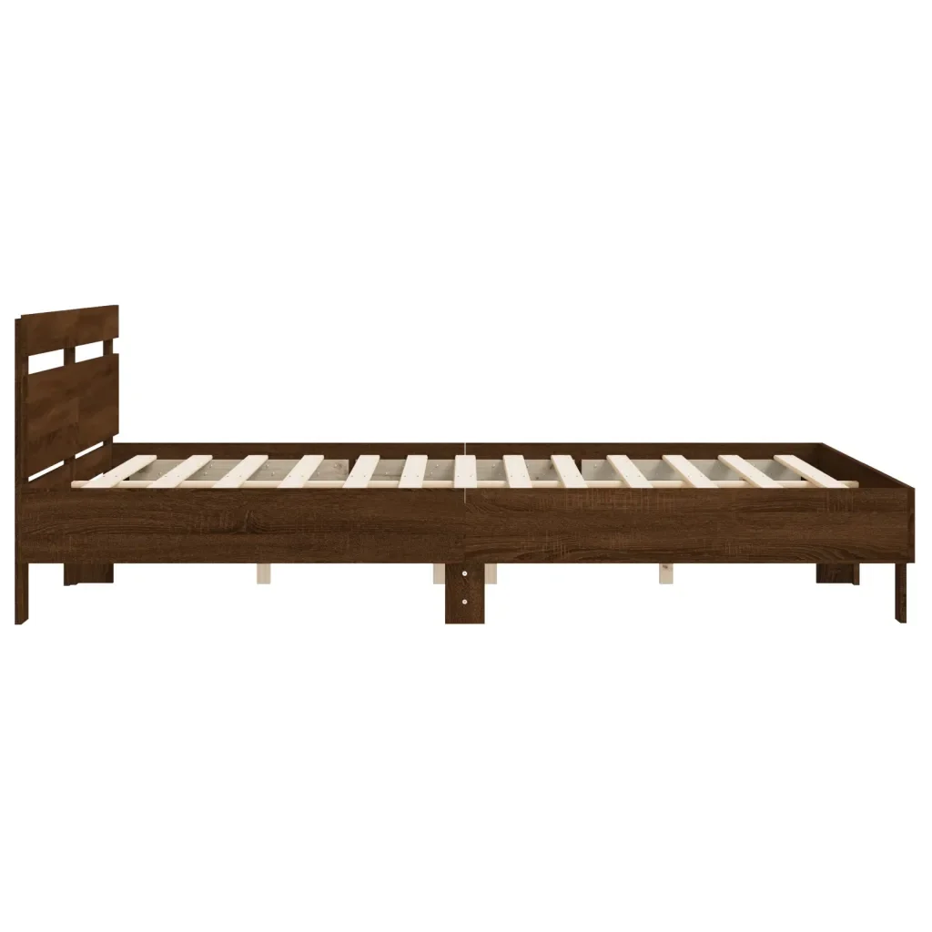 Letto matrimoniale | Letto per adulti | Giroletto Testiera Rovere Marrone 200x200 cm Legno Multistrato - Image 6