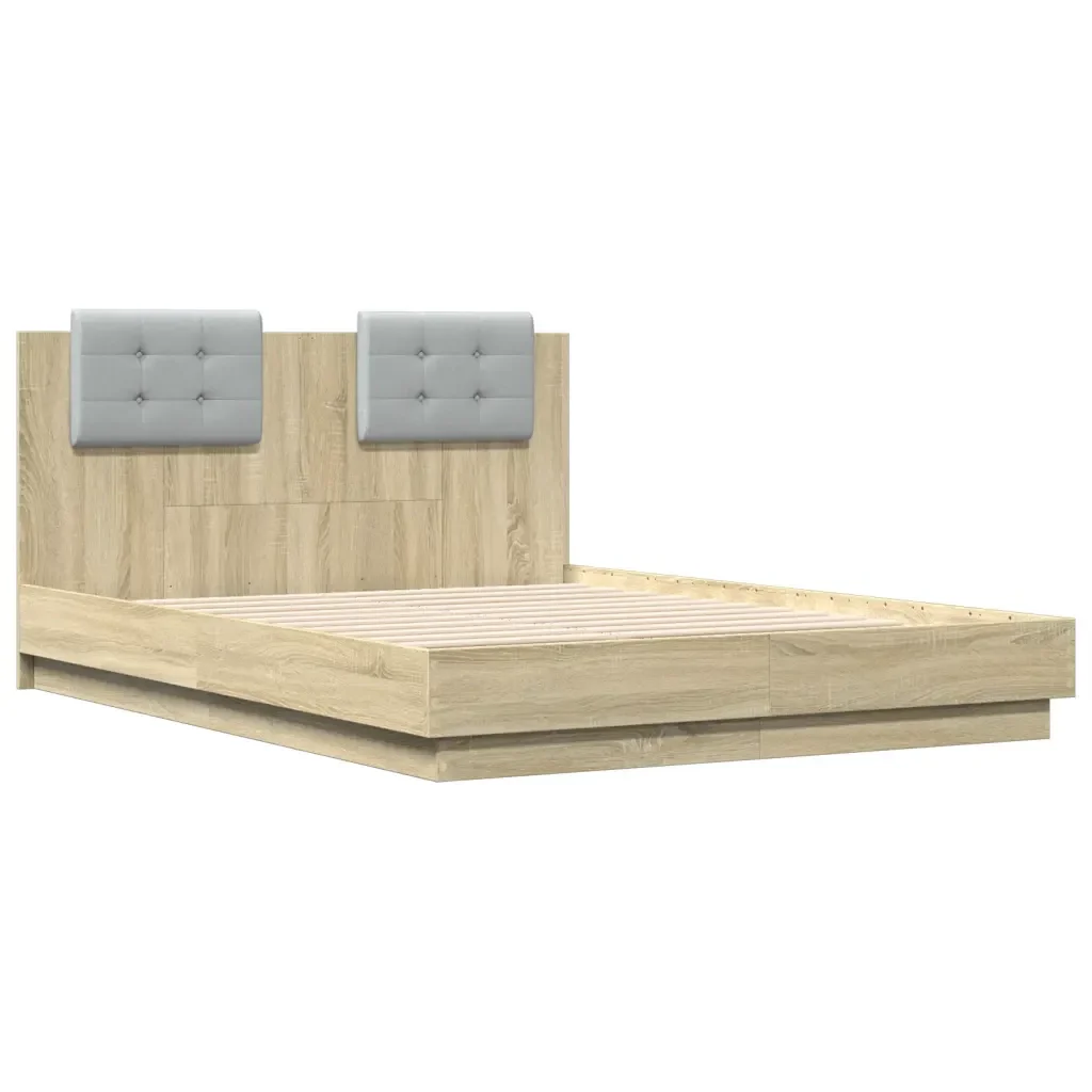 Letto matrimoniale | Letto per adulti | Giroletto Testiera Rovere Sonoma 120x190 cm Legno Multistrato - Image 4