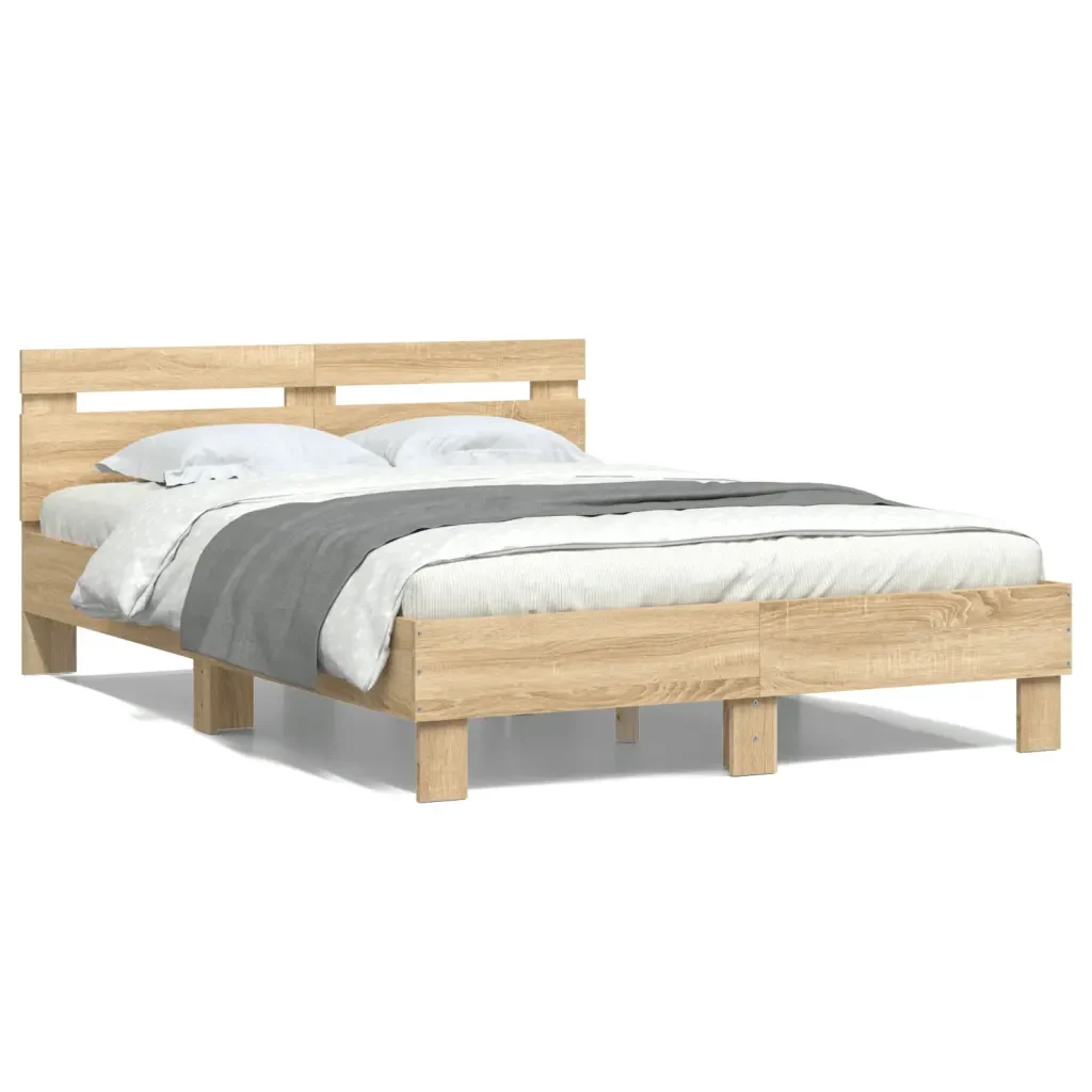 Letto matrimoniale | Letto per adulti | Giroletto Testiera Rovere Sonoma 120x190 cm Legno Multistrato