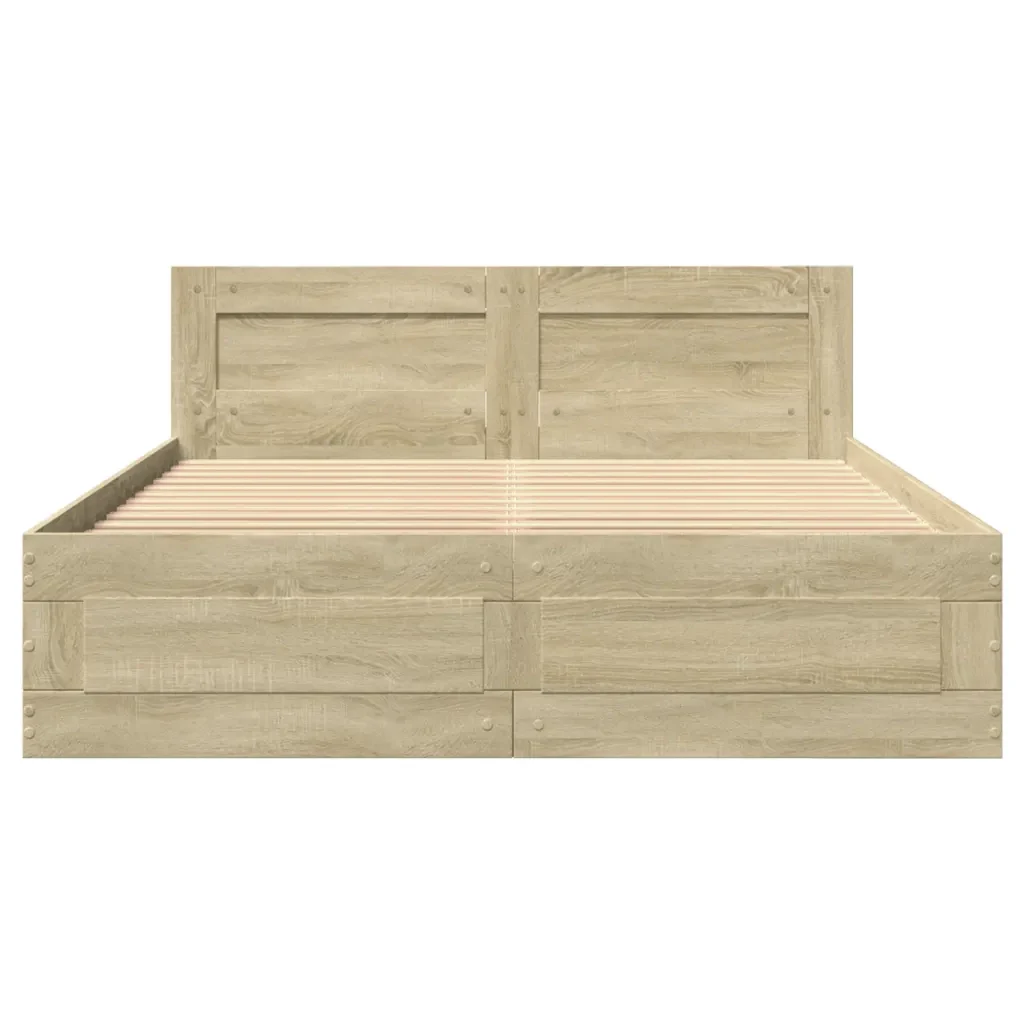 Letto matrimoniale | Letto per adulti | Giroletto Testiera Rovere Sonoma 120x190 cm Legno Multistrato - Image 5