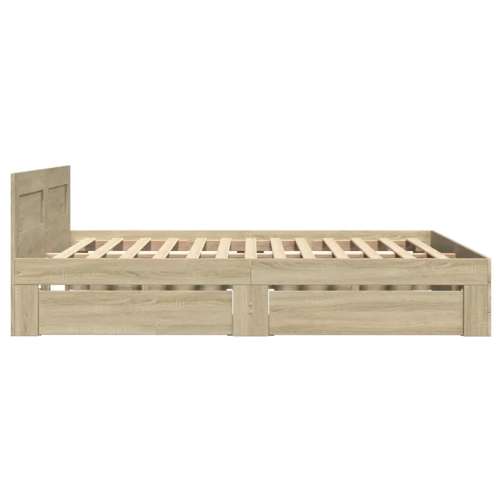 Letto matrimoniale | Letto per adulti | Giroletto Testiera Rovere Sonoma 120x190 cm Legno Multistrato - Image 6