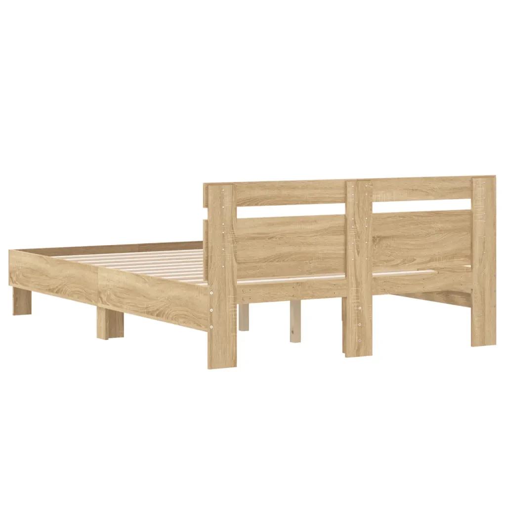 Letto matrimoniale | Letto per adulti | Giroletto Testiera Rovere Sonoma 120x190 cm Legno Multistrato - Image 7