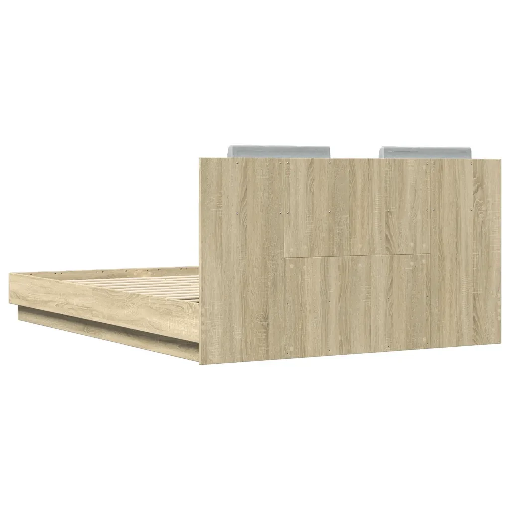 Letto matrimoniale | Letto per adulti | Giroletto Testiera Rovere Sonoma 120x200 cm Legno Multistrato - Image 6