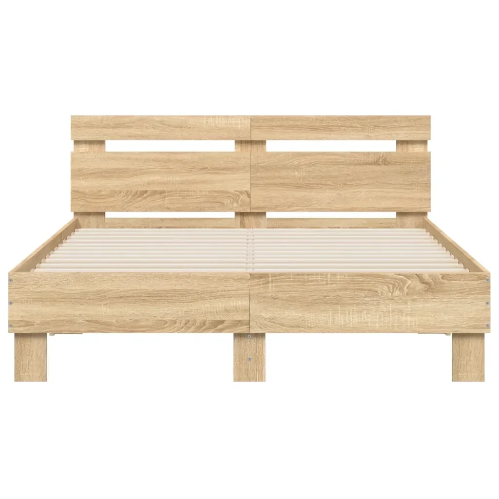 Letto matrimoniale | Letto per adulti | Giroletto Testiera Rovere Sonoma 120x200 cm Legno Multistrato - Image 5