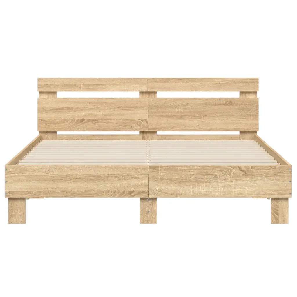 Letto matrimoniale | Letto per adulti | Giroletto Testiera Rovere Sonoma 140x190 cm Legno Multistrato - Image 5