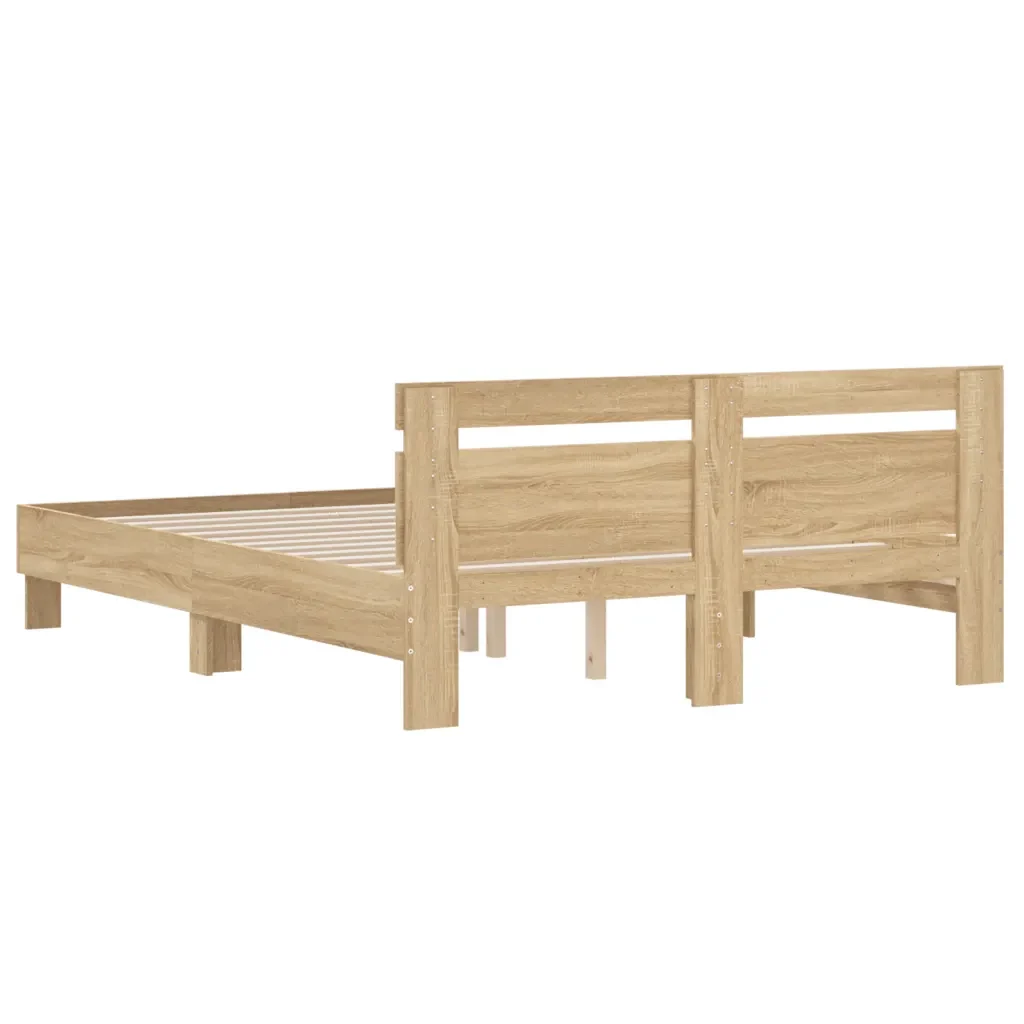 Letto matrimoniale | Letto per adulti | Giroletto Testiera Rovere Sonoma 140x190 cm Legno Multistrato - Image 7