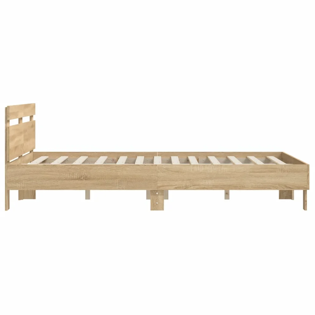 Letto matrimoniale | Letto per adulti | Giroletto Testiera Rovere Sonoma 140x200 cm Legno Multistrato - Image 6