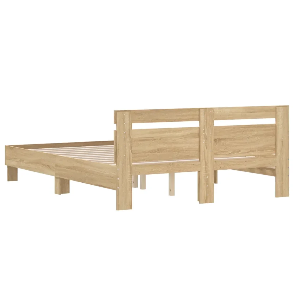 Letto matrimoniale | Letto per adulti | Giroletto Testiera Rovere Sonoma 150x200 cm Legno Multistrato - Image 7