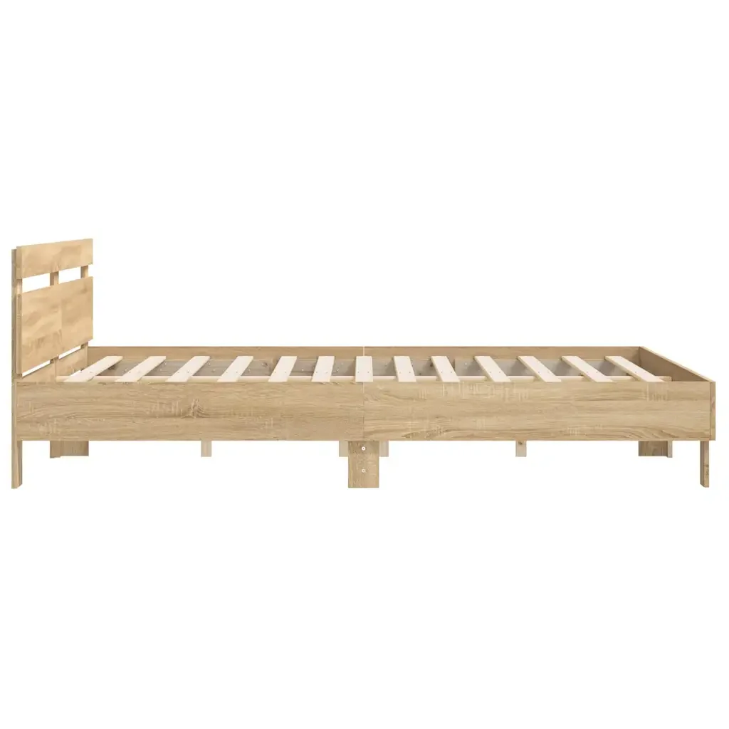 Letto matrimoniale | Letto per adulti | Giroletto Testiera Rovere Sonoma 180x200 cm Legno Multistrato - Image 6
