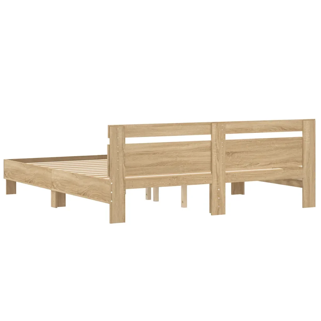Letto matrimoniale | Letto per adulti | Giroletto Testiera Rovere Sonoma 180x200 cm Legno Multistrato - Image 7