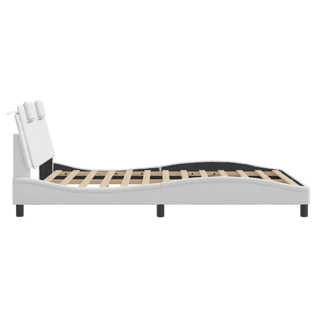 Letto matrimoniale | Letto per adulti | Giroletto Viana con LED senza Materasso Bianco 140x190 cm - Image 9