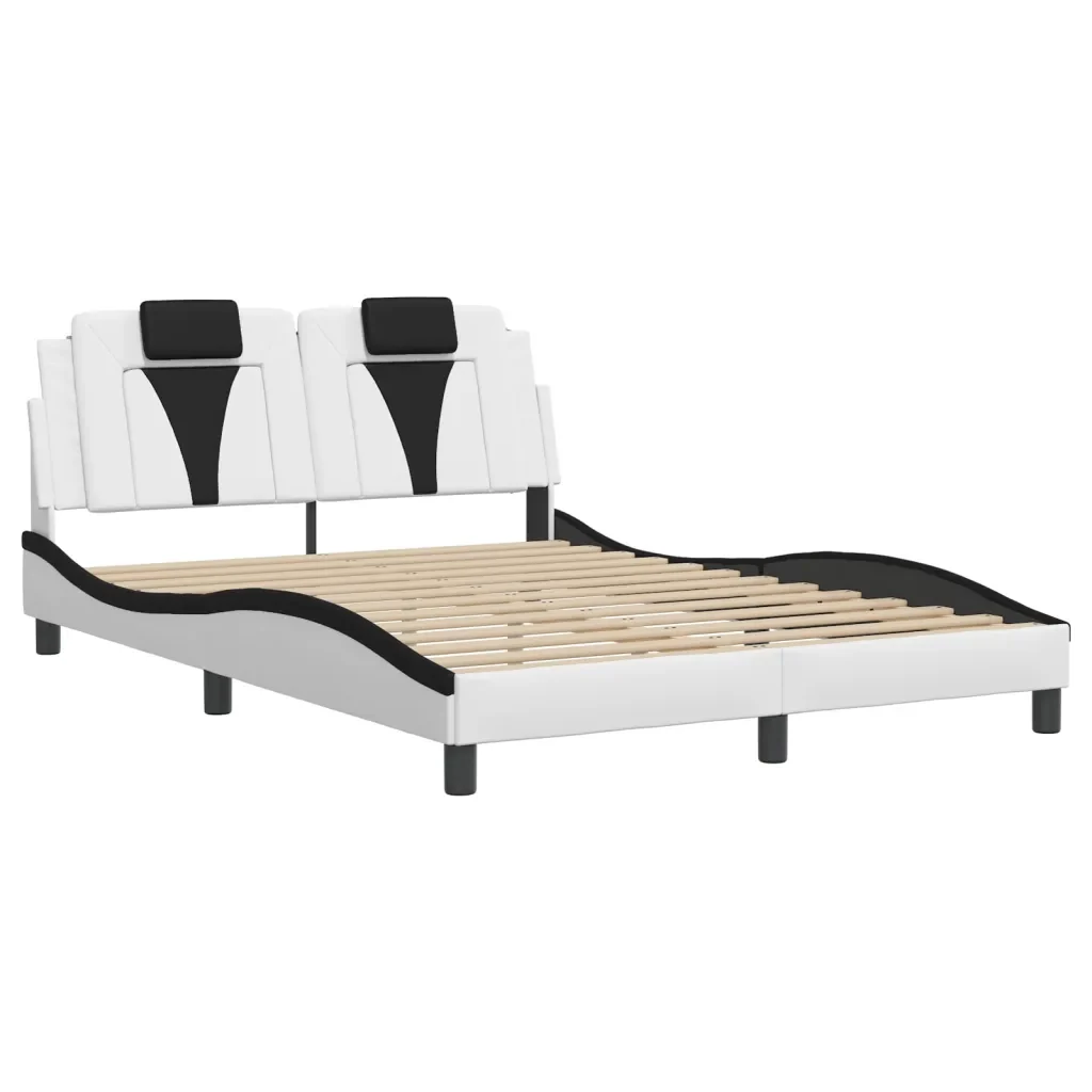 Letto matrimoniale | Letto per adulti | Giroletto Viana con LED senza Materasso Bianco e Nero 120x200 cm - Image 4