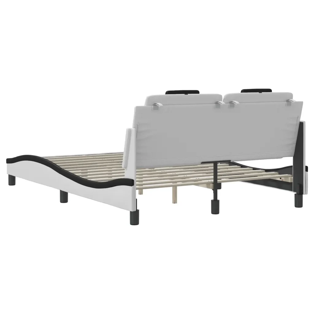 Letto matrimoniale | Letto per adulti | Giroletto Viana con LED senza Materasso Bianco e Nero 140x190 cm - Image 10