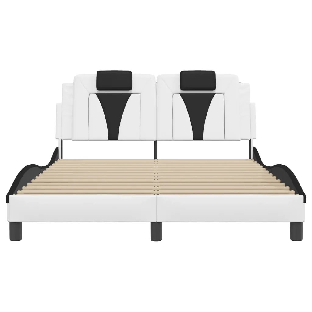 Letto matrimoniale | Letto per adulti | Giroletto Viana con LED senza Materasso Bianco e Nero 140x190 cm - Image 6