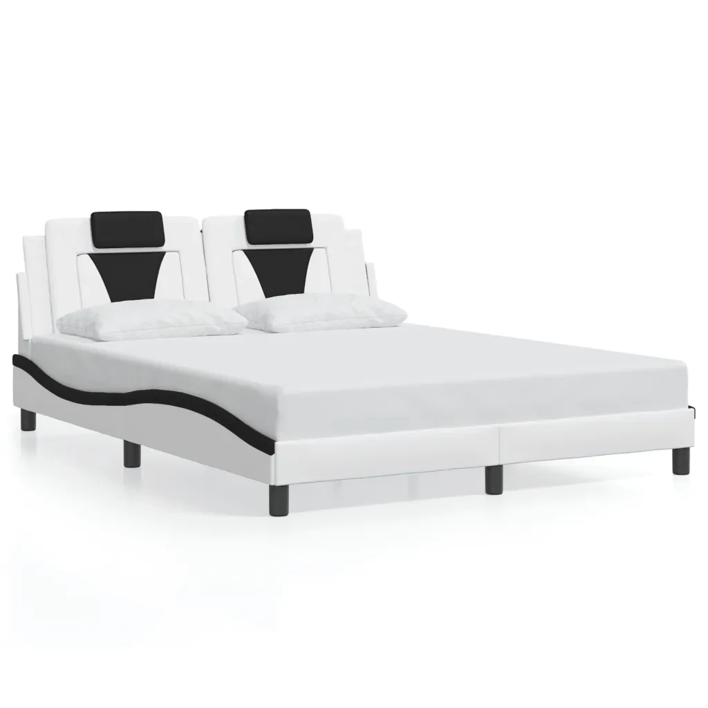 Letto matrimoniale | Letto per adulti | Giroletto Viana con LED senza Materasso Bianco e Nero 160x200 cm - Image 5