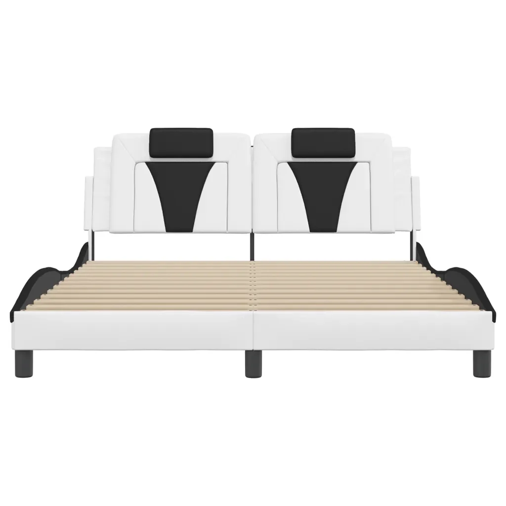 Letto matrimoniale | Letto per adulti | Giroletto Viana con LED senza Materasso Bianco e Nero 160x200 cm - Image 6