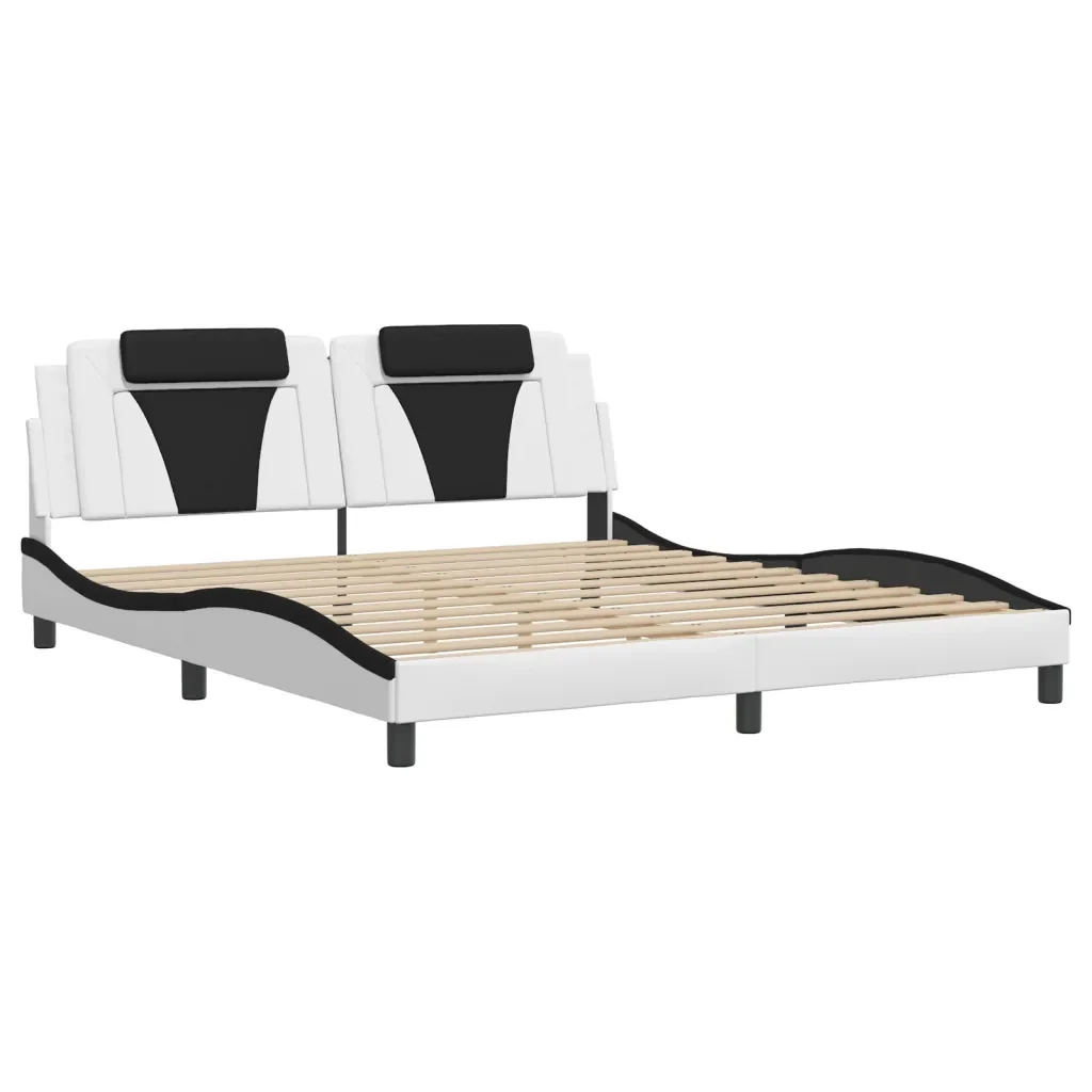 Letto matrimoniale | Letto per adulti | Giroletto Viana con LED senza Materasso Bianco e Nero 180x200 cm - Image 4