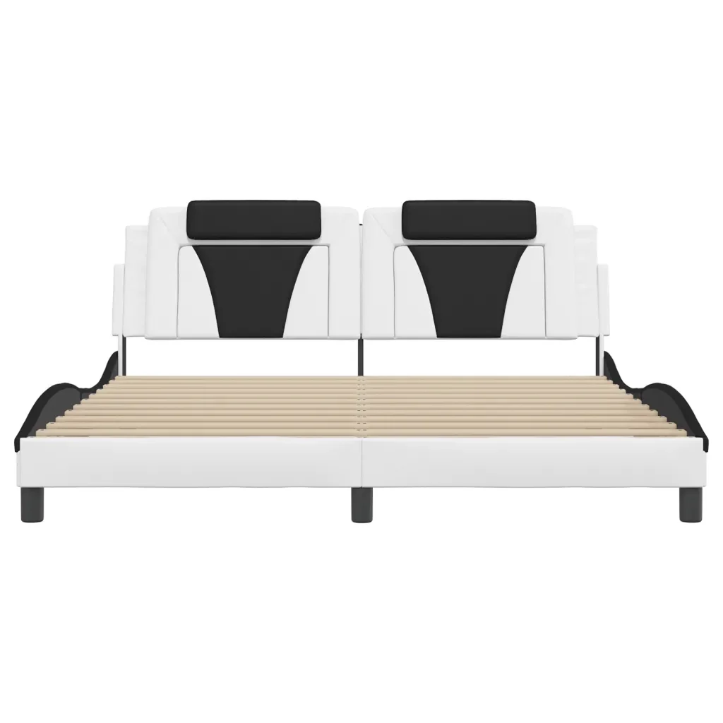 Letto matrimoniale | Letto per adulti | Giroletto Viana con LED senza Materasso Bianco e Nero 180x200 cm - Image 6