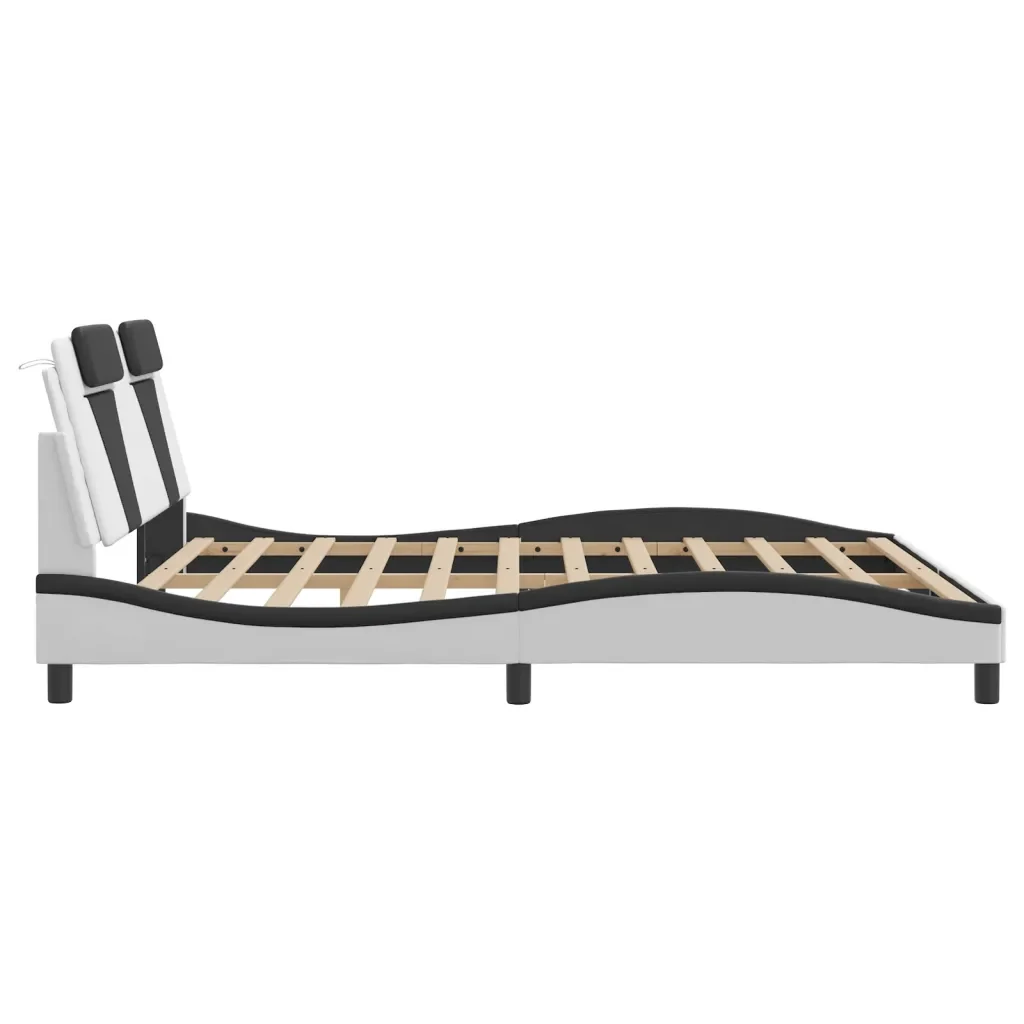 Letto matrimoniale | Letto per adulti | Giroletto Viana con LED senza Materasso Bianco e Nero 180x200 cm - Image 9