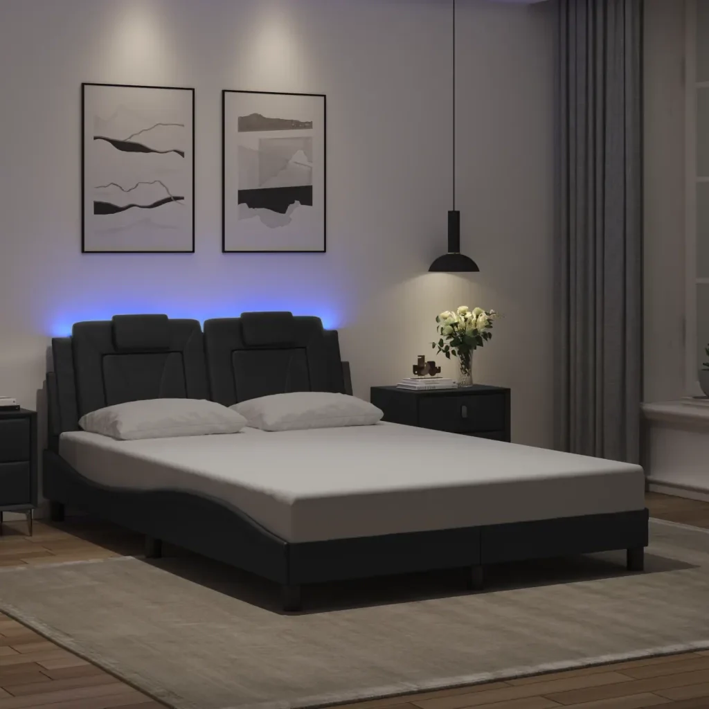 Letto matrimoniale | Letto per adulti | Giroletto Viana con LED senza Materasso Grigio 120x200 cm - Image 2