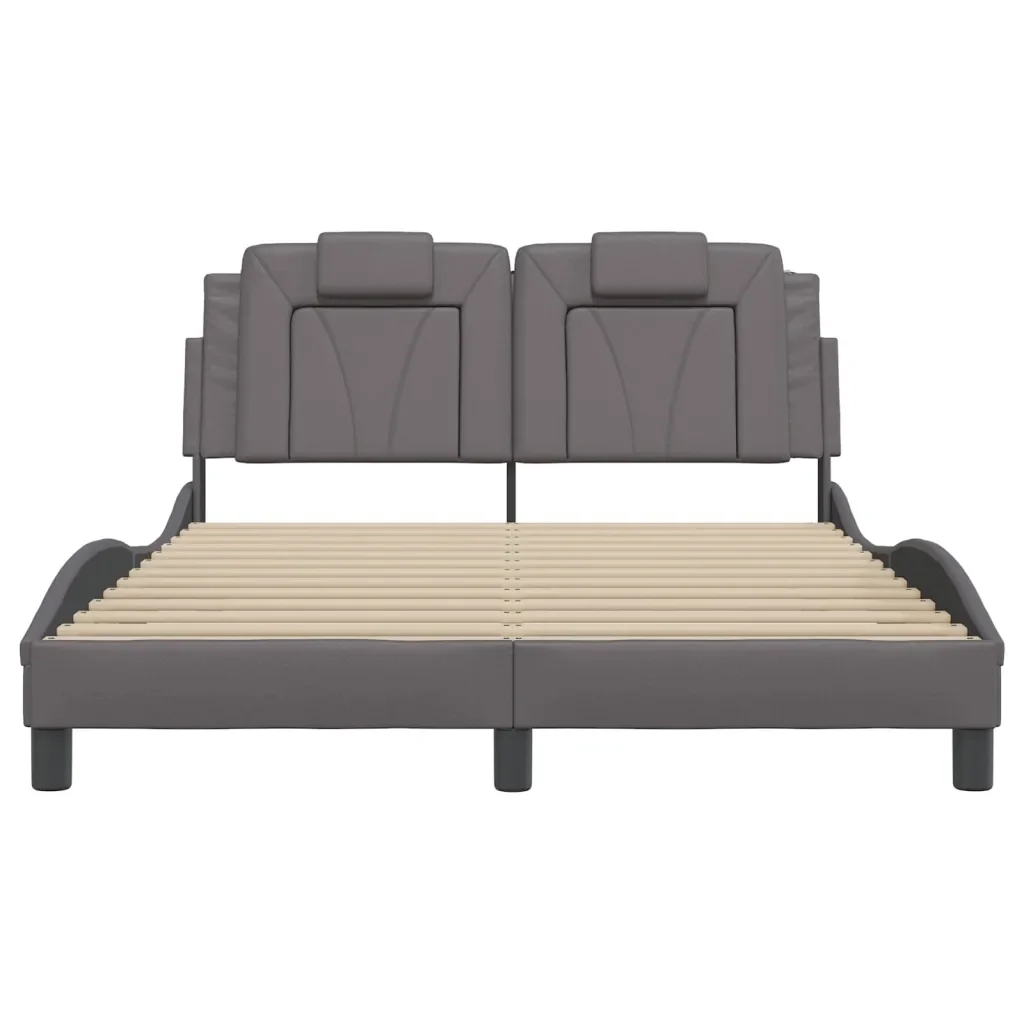 Letto matrimoniale | Letto per adulti | Giroletto Viana con LED senza Materasso Grigio 140x190 cm - Image 6