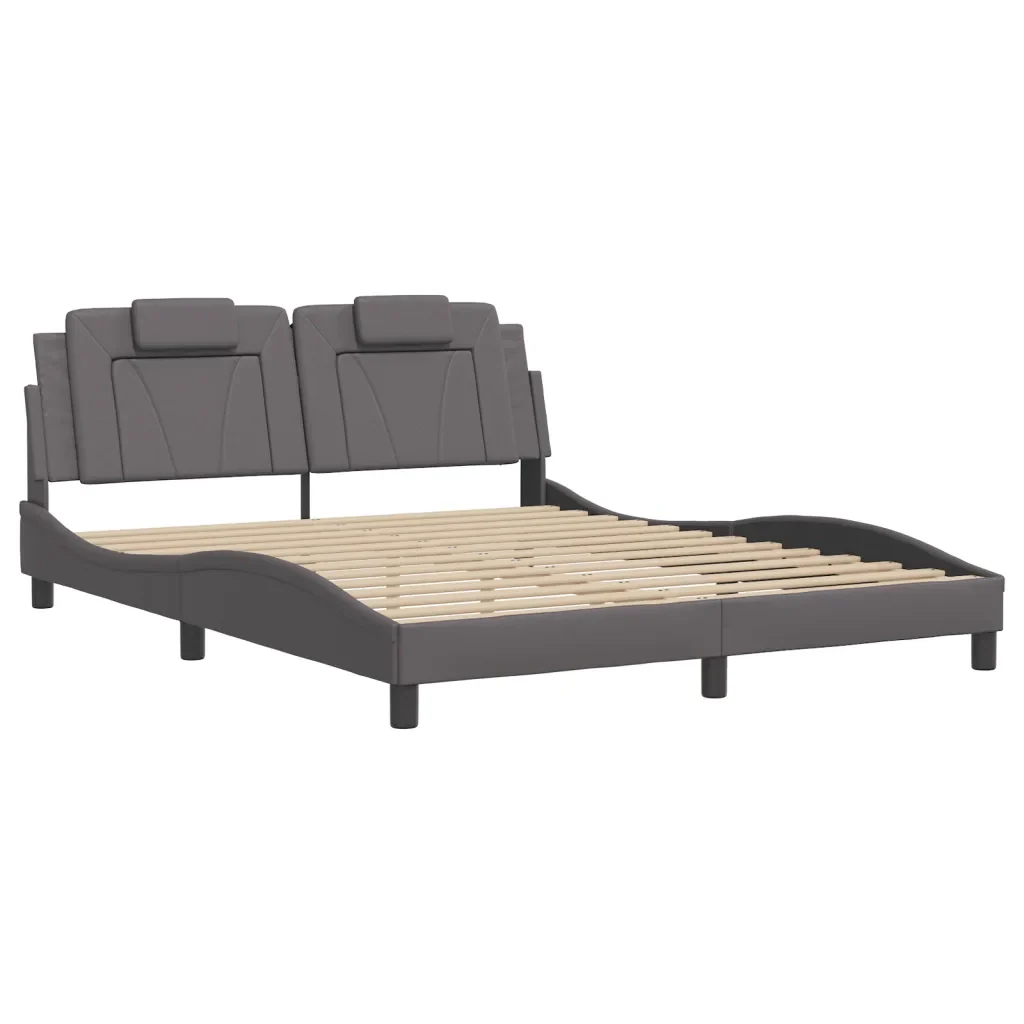 Letto matrimoniale | Letto per adulti | Giroletto Viana con LED senza Materasso Grigio 160x200 cm - Image 4