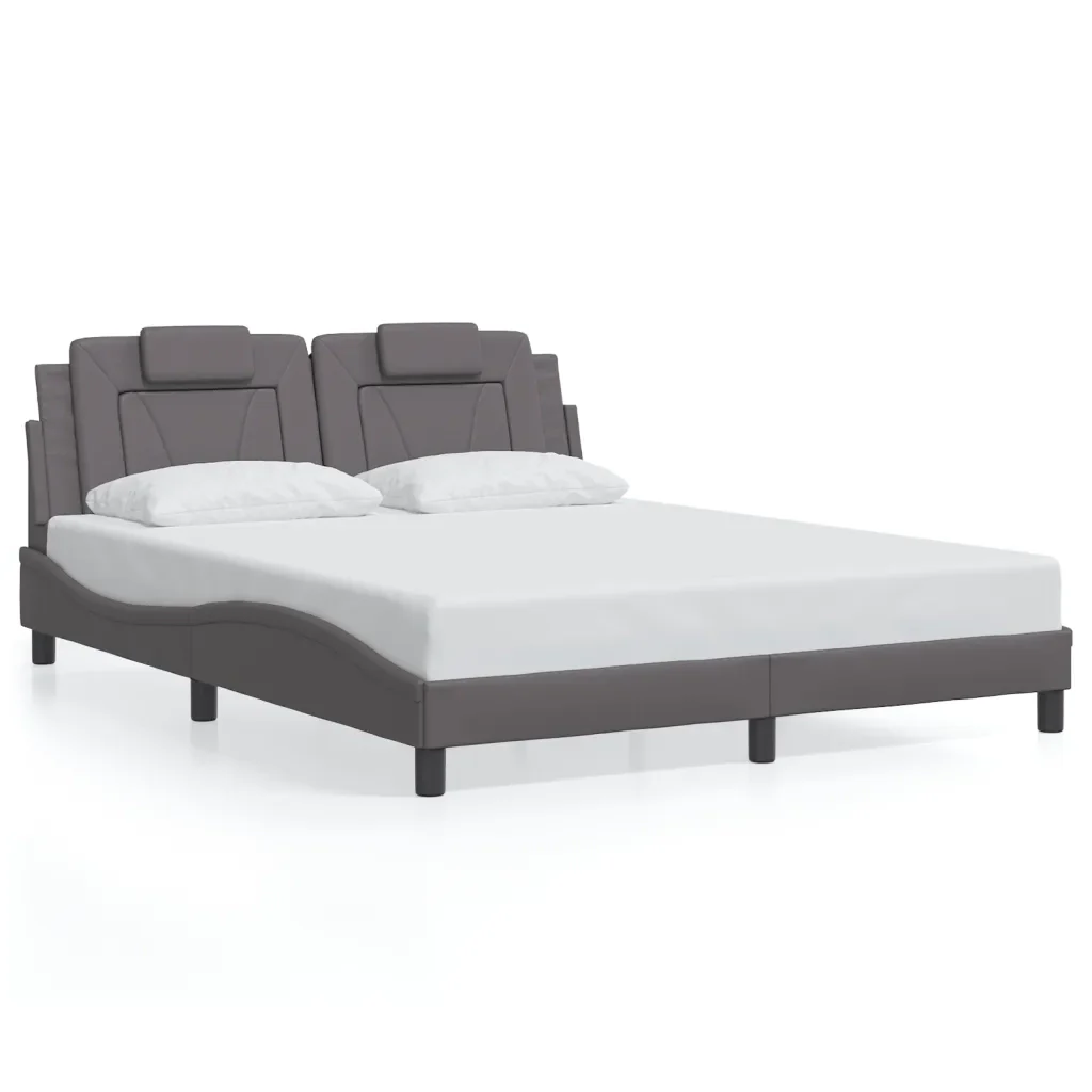 Letto matrimoniale | Letto per adulti | Giroletto Viana con LED senza Materasso Grigio 160x200 cm - Image 5