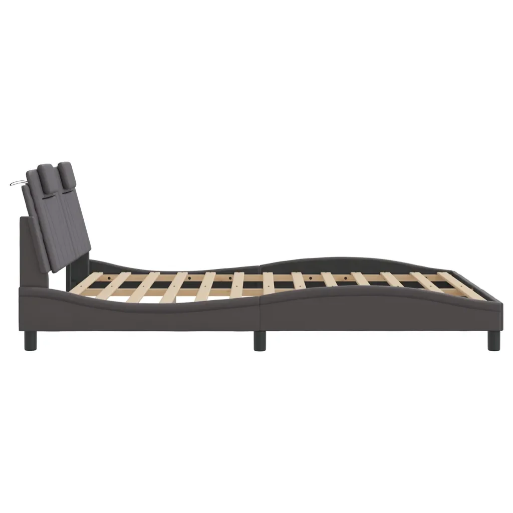 Letto matrimoniale | Letto per adulti | Giroletto Viana con LED senza Materasso Grigio 160x200 cm - Image 9