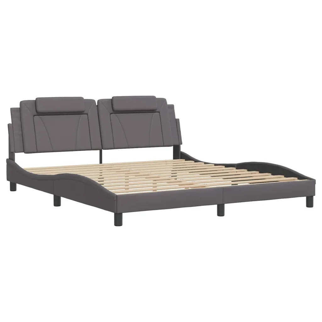 Letto matrimoniale | Letto per adulti | Giroletto Viana con LED senza Materasso Grigio 180x200 cm - Image 3