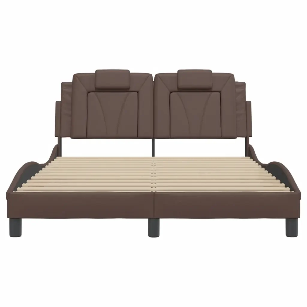 Letto matrimoniale | Letto per adulti | Giroletto Viana con LED senza Materasso Marrone 120x200 cm - Image 6