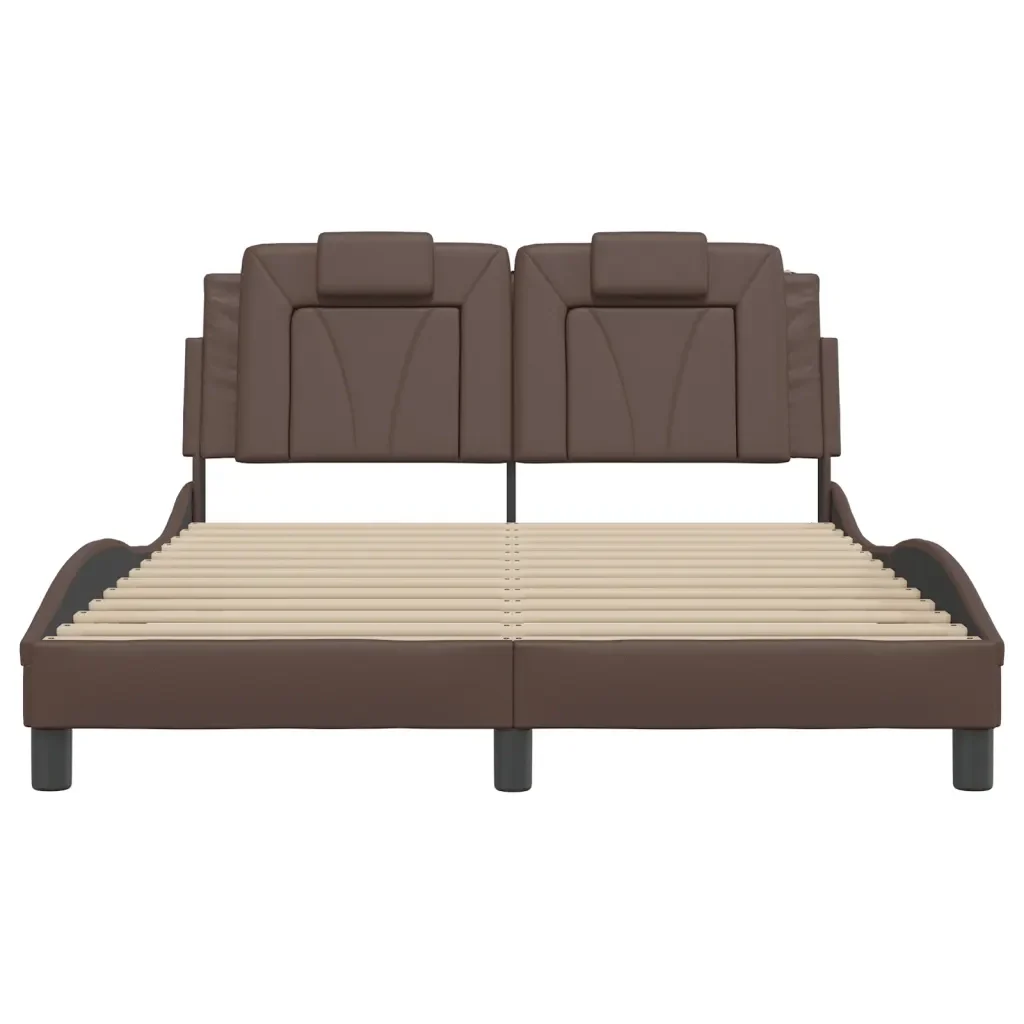 Letto matrimoniale | Letto per adulti | Giroletto Viana con LED senza Materasso Marrone 140x190 cm - Image 6