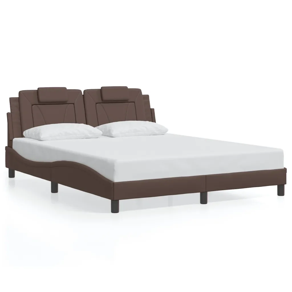 Letto matrimoniale | Letto per adulti | Giroletto Viana con LED senza Materasso Marrone 160x200 cm - Image 5