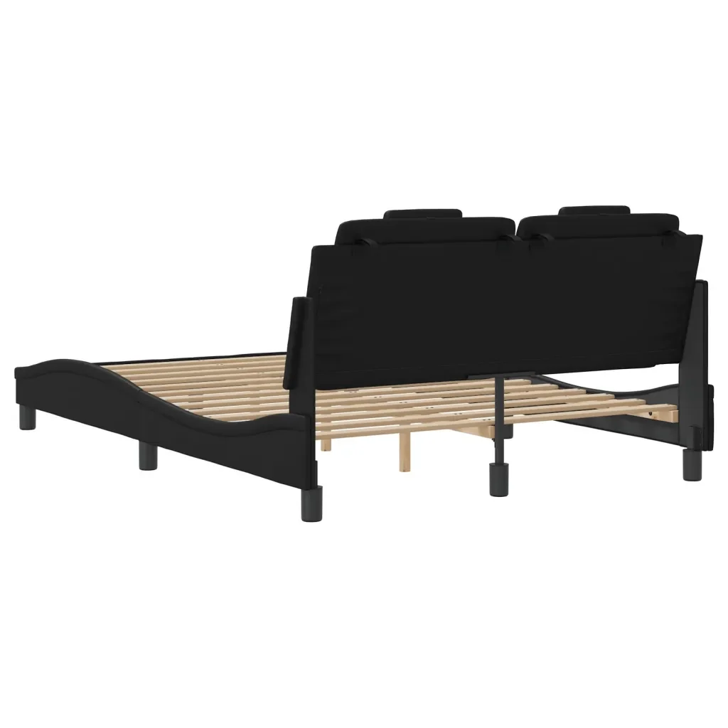 Letto matrimoniale | Letto per adulti | Giroletto Viana con LED senza Materasso Nero 140x190 cm - Image 10