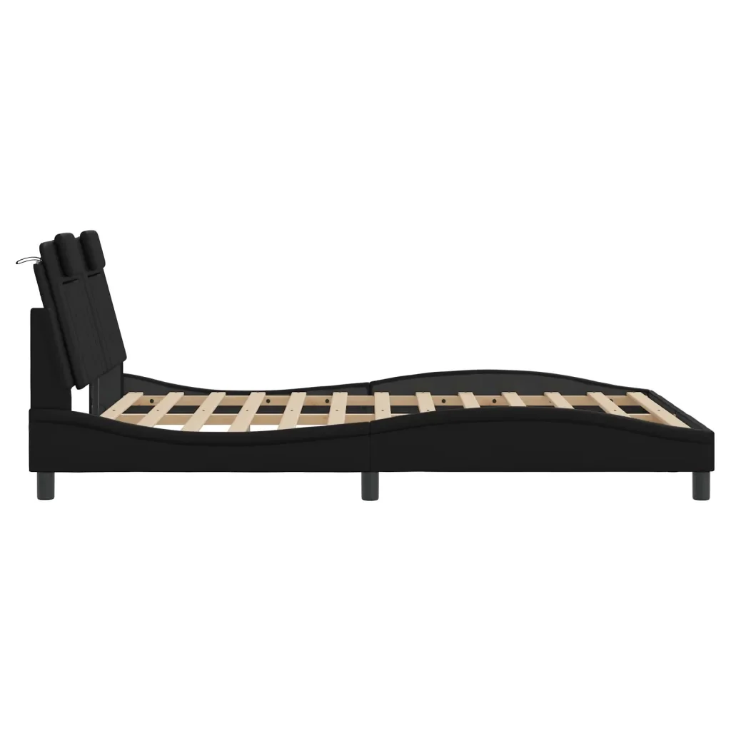 Letto matrimoniale | Letto per adulti | Giroletto Viana con LED senza Materasso Nero 140x200 cm - Image 9