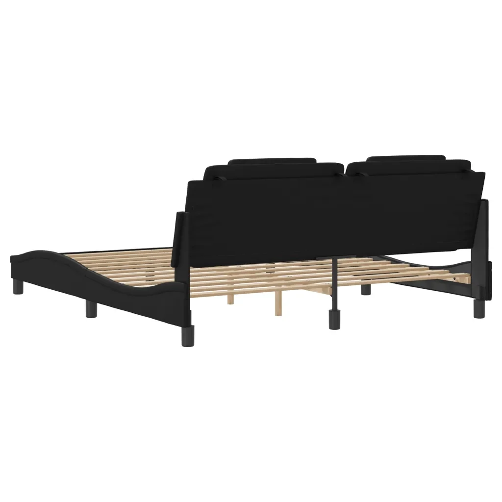 Letto matrimoniale | Letto per adulti | Giroletto Viana con LED senza Materasso Nero 180x200 cm - Image 10