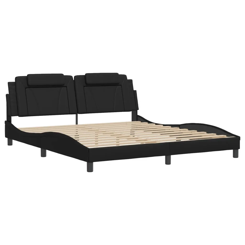 Letto matrimoniale | Letto per adulti | Giroletto Viana con LED senza Materasso Nero 180x200 cm - Image 3