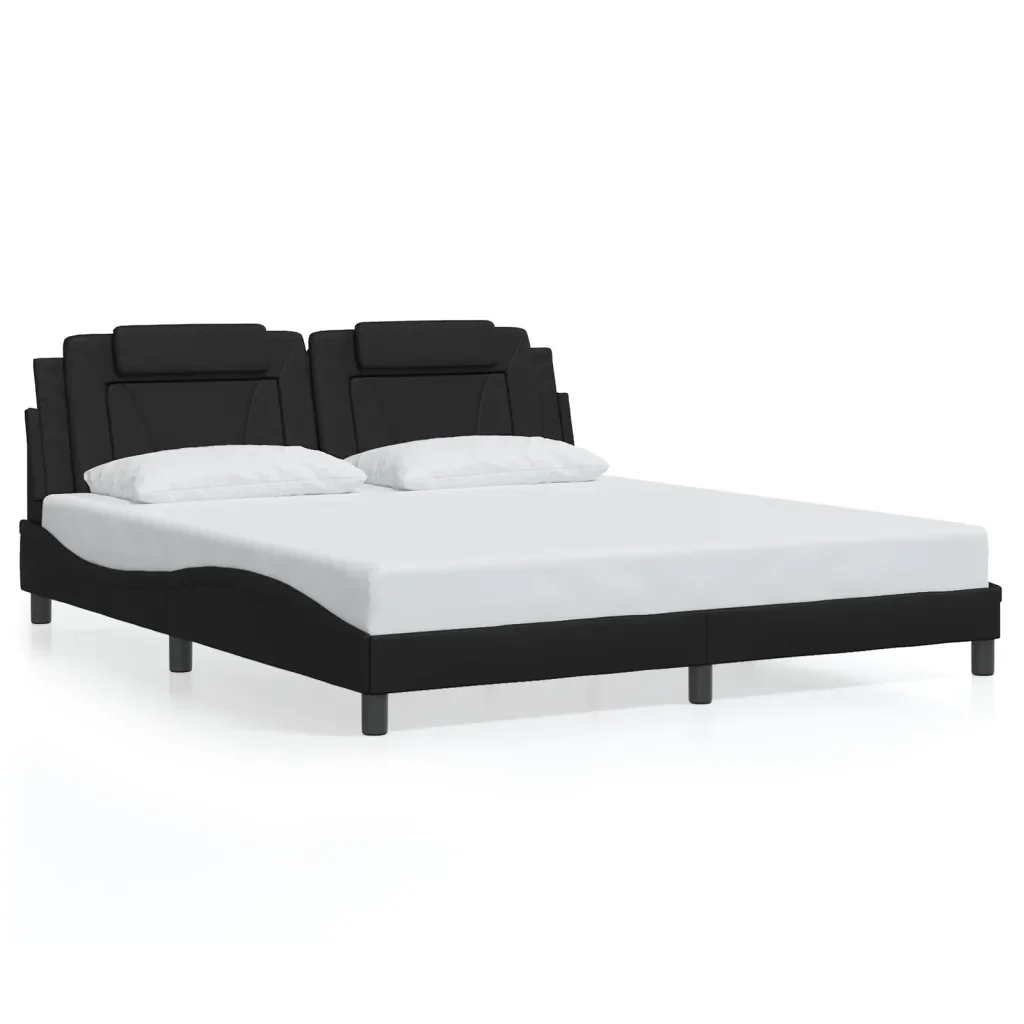 Letto matrimoniale | Letto per adulti | Giroletto Viana con LED senza Materasso Nero 180x200 cm - Image 5