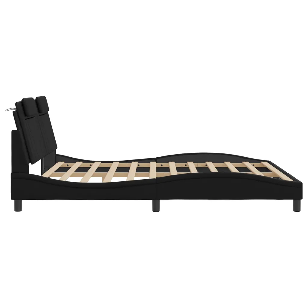 Letto matrimoniale | Letto per adulti | Giroletto Viana con LED senza Materasso Nero 180x200 cm - Image 9