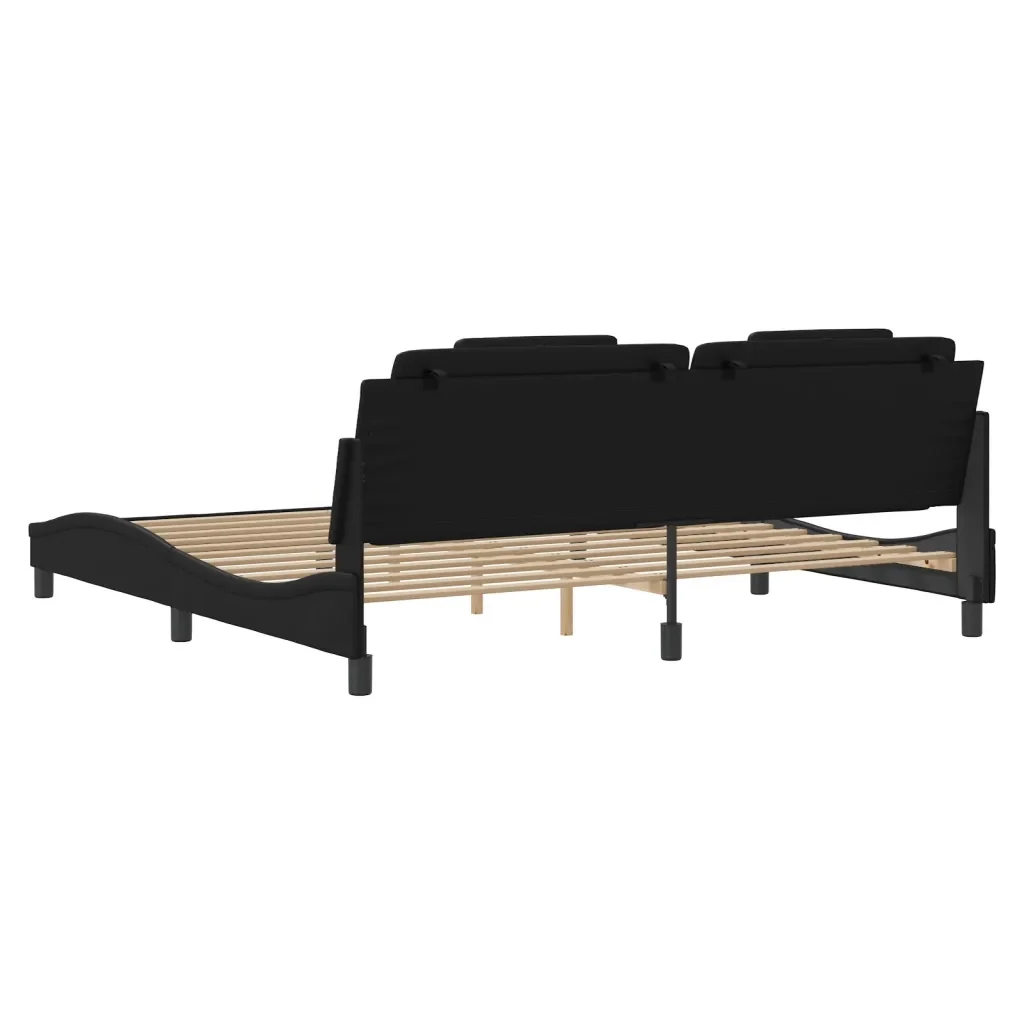 Letto matrimoniale | Letto per adulti | Giroletto Viana con LED senza Materasso Nero 200x200 cm - Image 10
