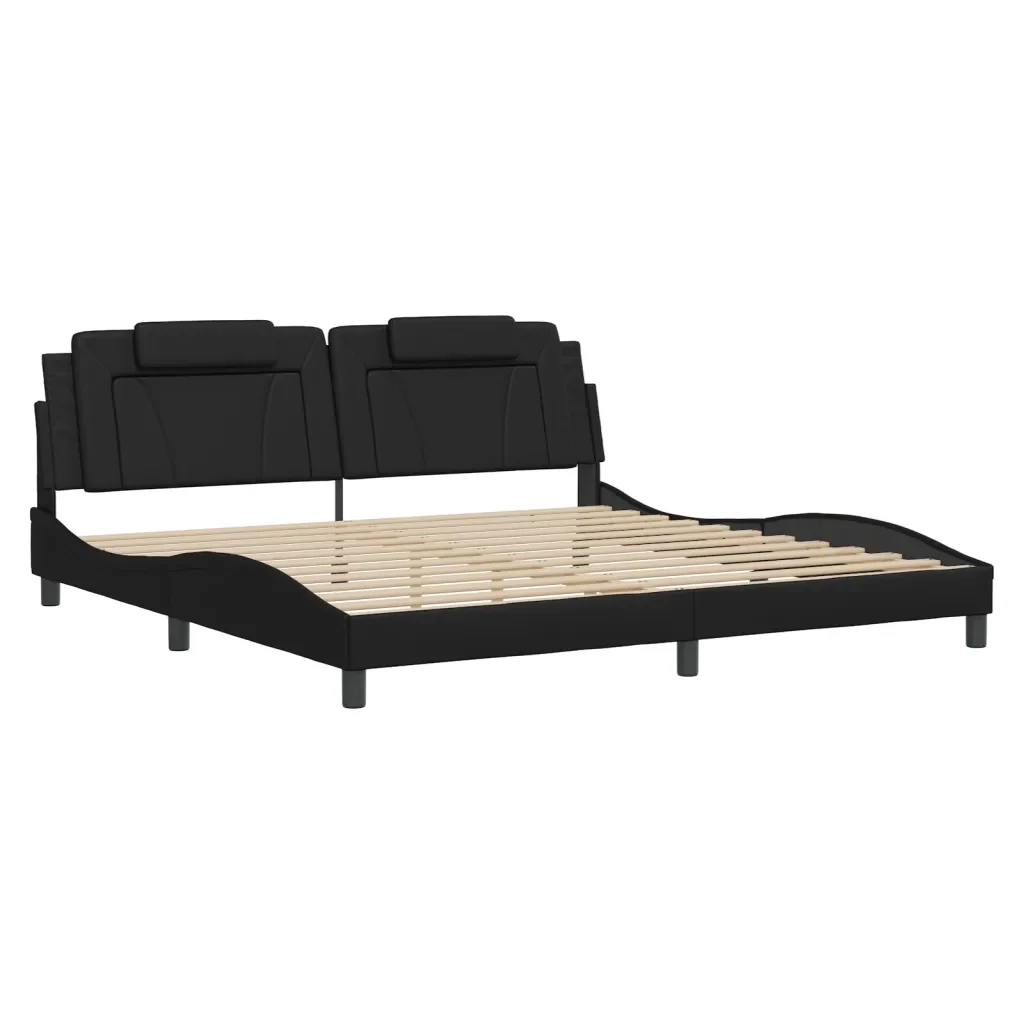 Letto matrimoniale | Letto per adulti | Giroletto Viana con LED senza Materasso Nero 200x200 cm - Image 3
