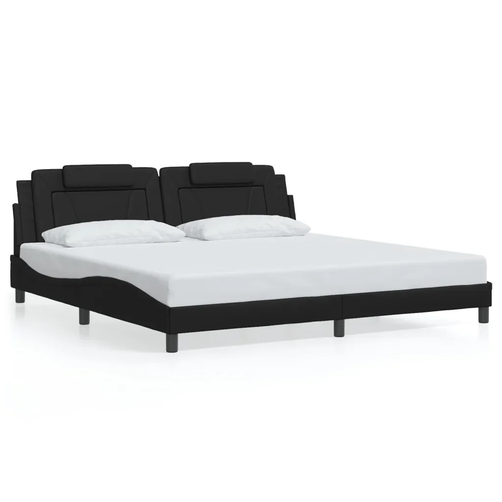 Letto matrimoniale | Letto per adulti | Giroletto Viana con LED senza Materasso Nero 200x200 cm - Image 5