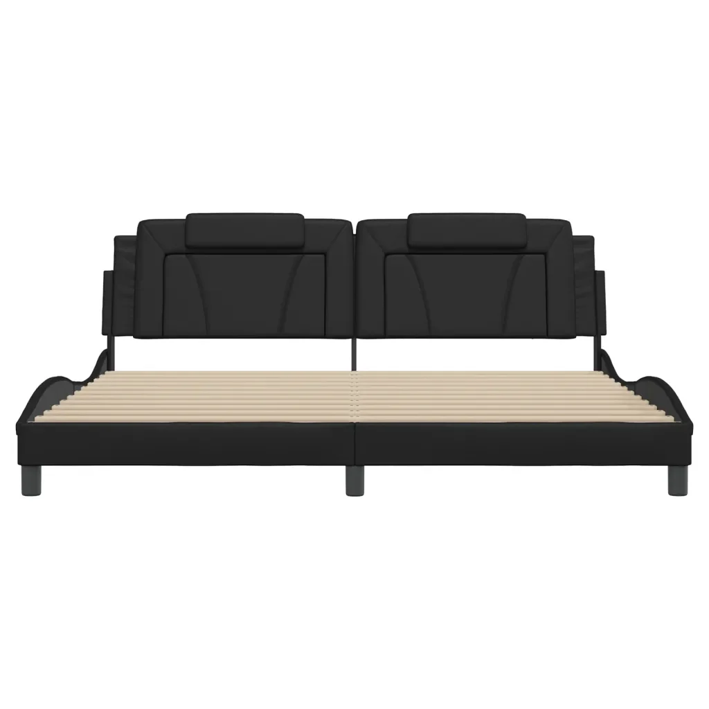Letto matrimoniale | Letto per adulti | Giroletto Viana con LED senza Materasso Nero 200x200 cm - Image 7
