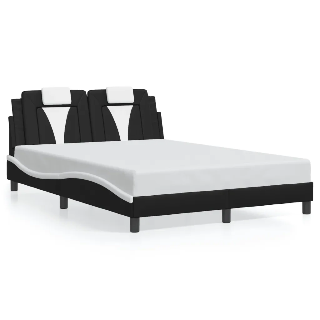 Letto matrimoniale | Letto per adulti | Giroletto Viana con LED senza Materasso Nero e Bianco 140x200 cm - Image 5